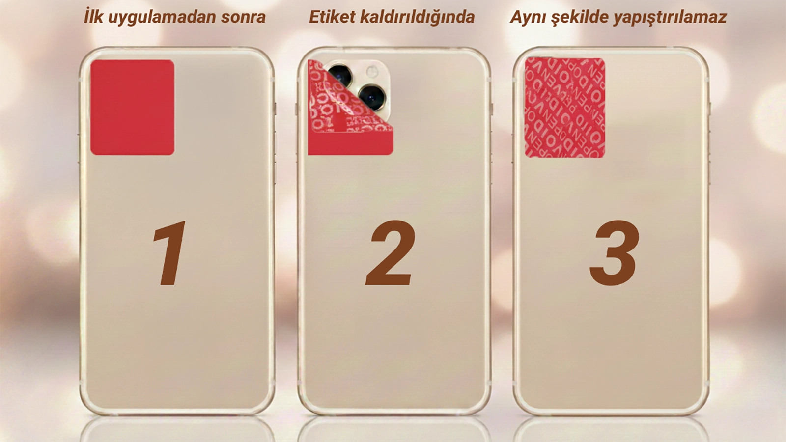 Красная защитная этикетка VOID, наклеенная на камеру смартфона.