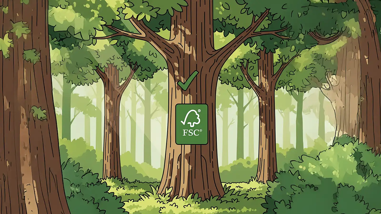 Рулоны бумаги с логотипом FSC® и рулоны плёнки rPET/rPP как примеры устойчивых материалов для этикеток.